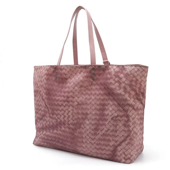 Authentic Bottega Veneta Intrecciolusion Nylon Medium Tote Bag Shoulder Pink - Picture 2 of 7